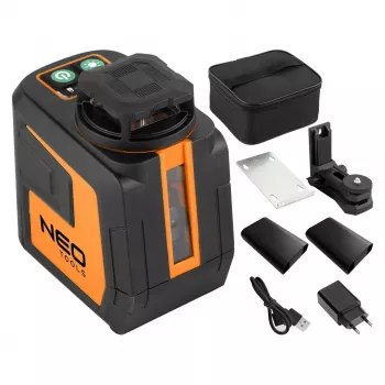 NEO TOOLS 75-144 Green Beam 5-linjainen laservaaitustaso 20 m magneettikiinnityksellä ja laukulla