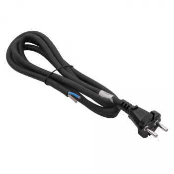 Akyga AK-OT-06S kumiverkkokaapeli H05RR-F 2 x 1,5 mm², CEE-7/17-pistoke avoimeen päähän, 5 m, musta