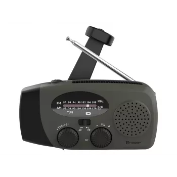 TRACER EXPLORER PRO retkiradio aurinkopaneelilla, käsikammella, NOAA-sääkaistalla, AM/FM, LED-taskulampulla ja USB-virtapankilla