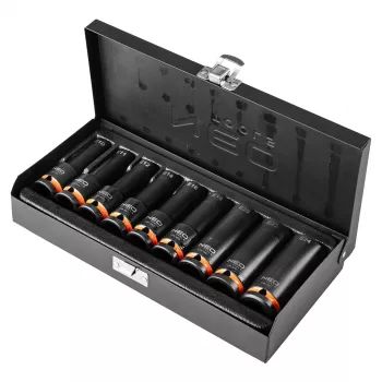 NEO TOOLS iskuhylsyt 1/2 tuuman vääntiö, E10-E24 ulko-Torx, 9-osainen sarja, CrMo