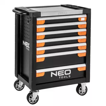 NEO TOOLS 7-laatikkoinen työkalukaappi PRO 84-220 | 280 kg kuormitus, kuulalaakeroidut laatikot, punainen/musta