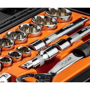 NEO TOOLS 1/2 tuuman hylsyavainsarja, 23-osainen, kromi-vanadiiniteräs, DIN 3124