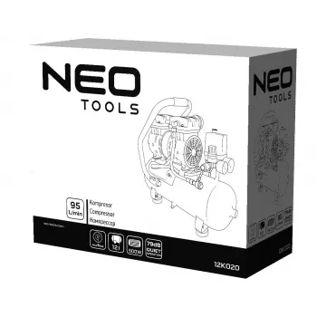 NEO TOOLS TOP-12K020 24L öljytäytteinen ilmakompressori, 1,5 kW, 8 bar, 180 L/min, 230V