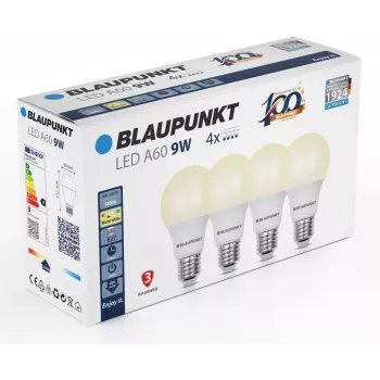 Blaupunkt LED-lamppu E27 A60 9W, 900 lm, 2700 K, 4 kpl (BLAUPUNKT-E27-9W-WW-4)