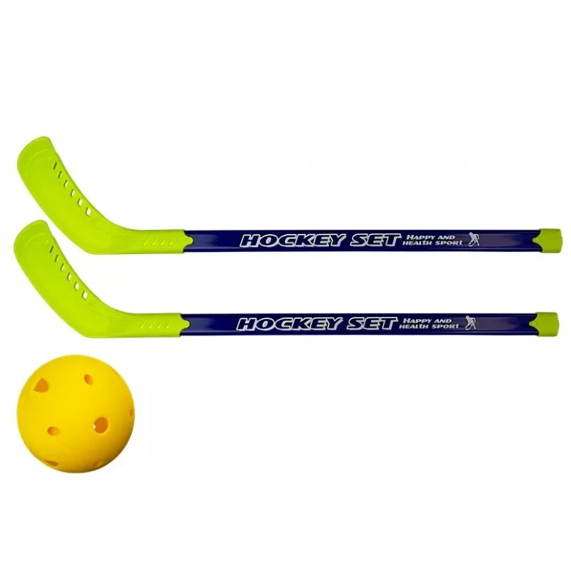 LEAN TOYS salibandysarja, jossa 2 mailaa ja pallo, 82 cm, punainen/sininen, yli 6-vuotiaille lapsille