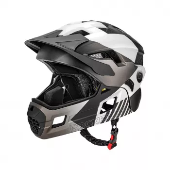 ROCKBROS TS-61 lasten pyöräilykypärä irrotettavalla leukasuojalla, koko S (48-52 cm), harmaa