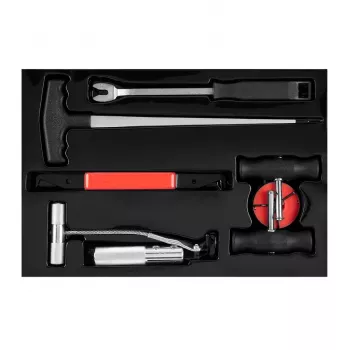 NEO TOOLS TOP-11-819 7-osainen tuulilasin irrotussarja 22 m neliölangalla, langan kahvoilla, pujottimella, naskalilla, verhoilutyökalulla, langan kahvalla, muovilaukku