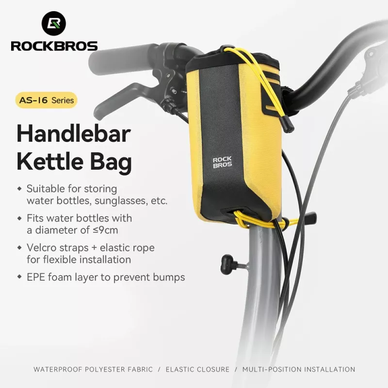 Rockbros AS-162 vedenpitävä ohjaustankolaukku juomapulloille - keltainen
