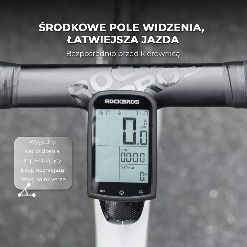 ROCKBROS WT-2 Out-Front pyörätietokoneen teline piilotetulla AirTag-lokerolla, alumiini, musta, Garmin/Wahoo/Bryton-sovitin