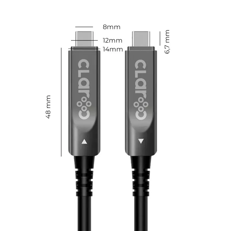 Claroc aktiivinen optinen USB-C-kaapeli 12m 4K@60Hz 60W PD 10Gbps musta