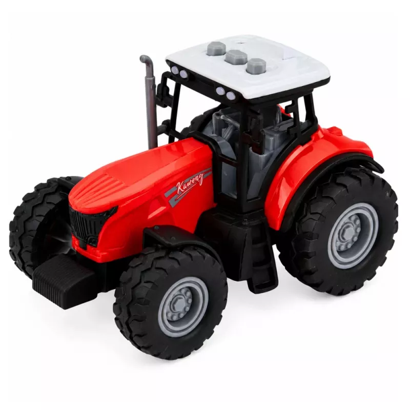 LEAN TOYS traktori perävaunulla eläinten kuljetukseen, lehmäfiguurit, valot ja äänet, 4 osaa
