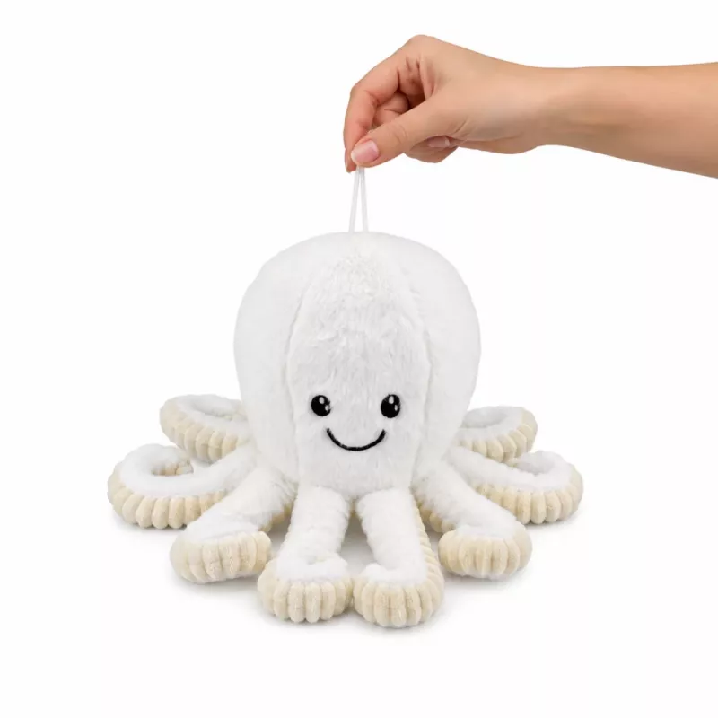 LEAN TOYS pehmoinen mustekala pehmolelu joustavilla lonkeroilla, valkoinen, 30 cm