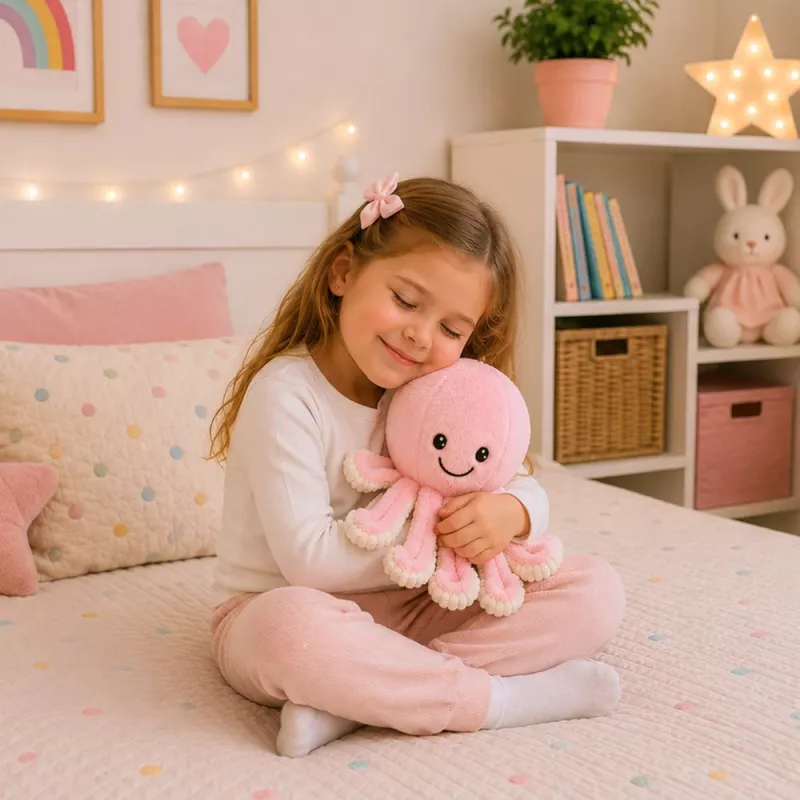 LEAN TOYS pehmoinen mustekala pehmolelu joustavilla lonkeroilla roosa 50 cm