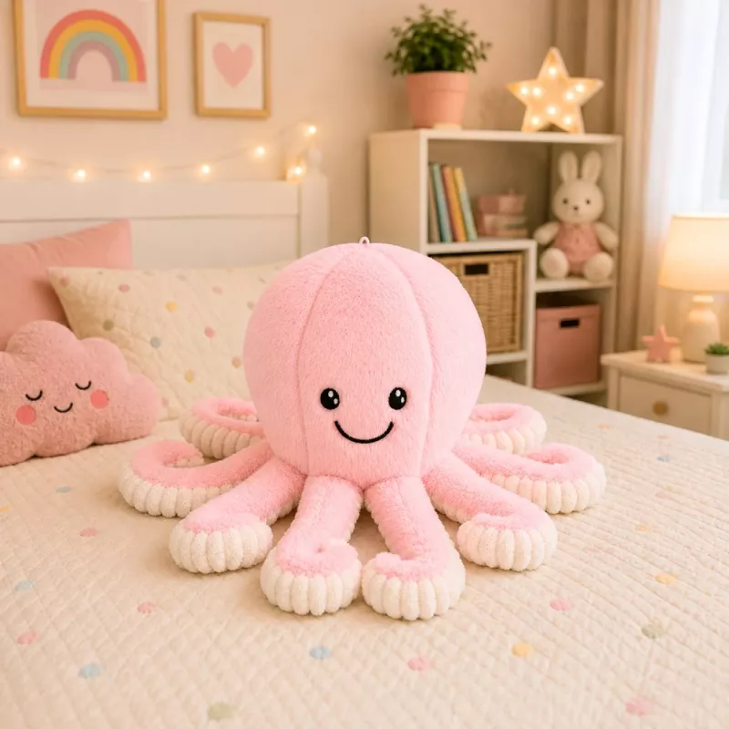 LEAN TOYS pehmoinen mustekala pehmolelu joustavilla lonkeroilla roosa 50 cm