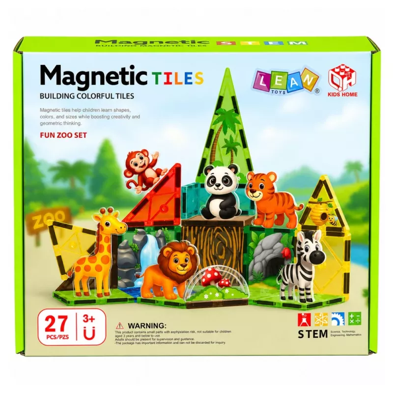 LEAN TOYS magneettiset rakennuspalat villieläimet viidakko ZOO 27 osaa