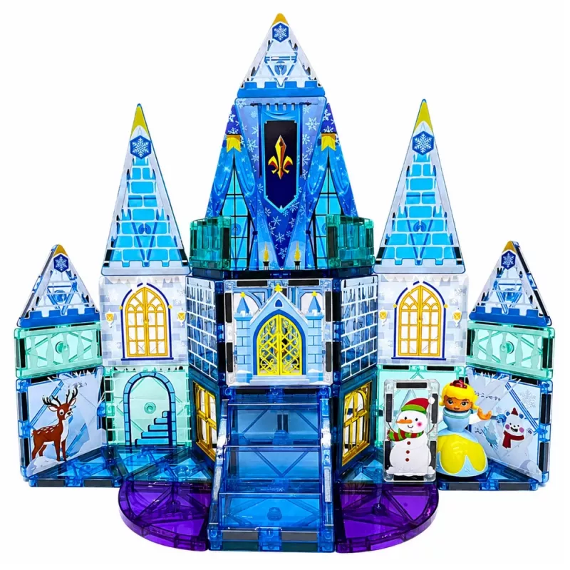LEAN TOYS magneettiset rakennuspalat jääprinsessa-linna sininen 47 osaa