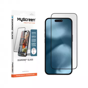 MyScreen Diamond Glass näytönsuojakalvo Apple iPhone 18 Pro - 9H karkaistu lasi, täysi peitto, koteloyhteensopiva, kuplaton asennus