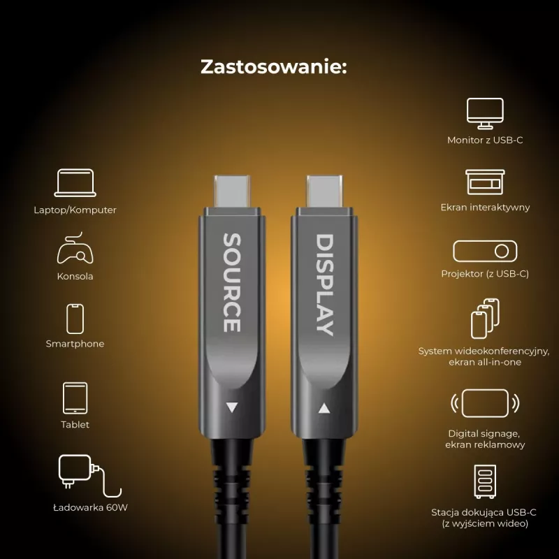 Claroc aktiivinen USB-C-kaapeli 4K@60Hz 60W 7m