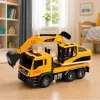 LEAN TOYS 1:14 RC kaivinkone liikkuvalla kauhalla, valoilla ja äänellä – keltainen