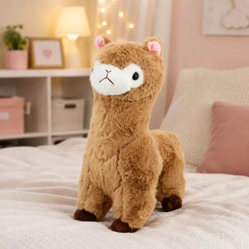 LEAN TOYS pehmeä alpakka-laama pehmolelu pehmeällä turkilla beige 38 cm