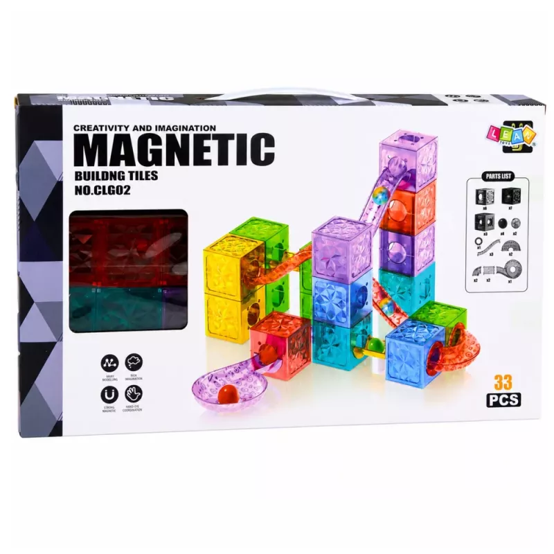 LEAN TOYS magneettiset rakennuspalat kuutio kuularata värikäs 28 kpl