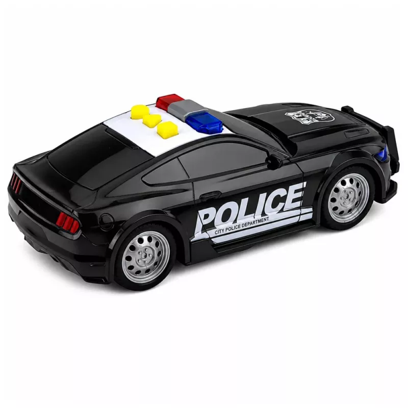 LEAN TOYS poliisiauto valolla ja äänellä, musta, mittakaava 1:32
