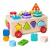 LEAN TOYS puinen Montessori-oppimislelu lajittelija pyörillä muodot ja numerot