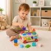 LEAN TOYS puinen Montessori-oppimislelu lajittelija pyörillä muodot ja numerot