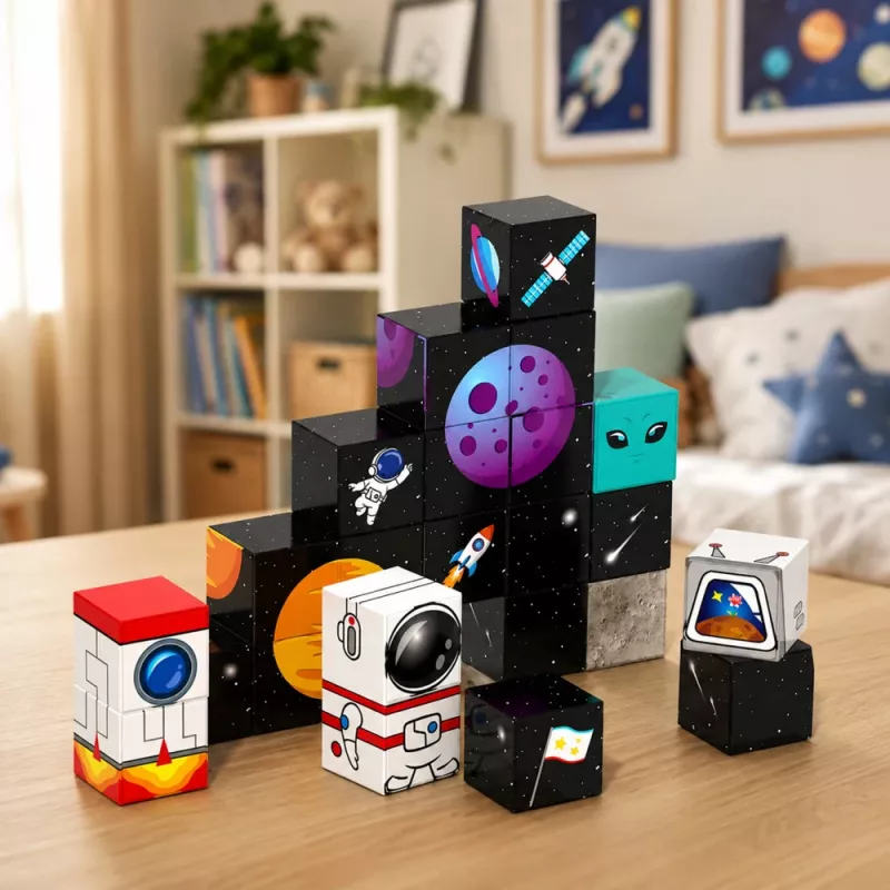LEAN TOYS magneettirakennuspalikkasarja 50 osaa 3D-kuutiot pixel rakennussarja