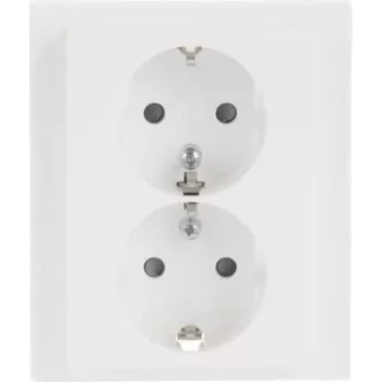 Busch-Jaeger SCHUKO kaksoispistorasia 202 EUJB-84, Alpine White, uppoasennus, 2 x Type-F, 16 A