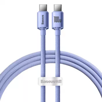 Baseus USB-C - USB-C Crystal Shine 100W PD pikalataus- ja datakaapeli, 1,2 m, violetti
