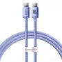 Baseus USB-C - USB-C Crystal Shine 100W PD pikalataus- ja datakaapeli, 1,2 m, violetti