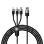 Baseus StarSpeed USB 3-in-1 monilatauskaapeli USB-C + Micro USB + Lightning 3.5A 1,2m musta