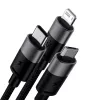 Baseus StarSpeed USB 3-in-1 monilatauskaapeli USB-C + Micro USB + Lightning 3.5A 1,2m musta