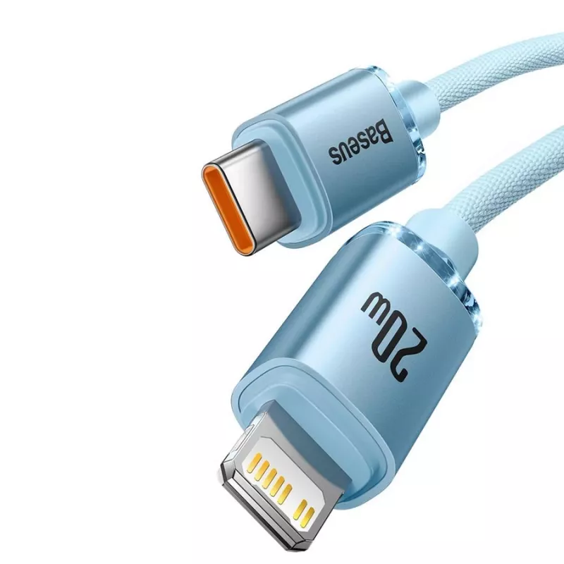 Baseus Crystal Shine USB-C - Lightning -kaapeli 20W, 1,2m, sininen