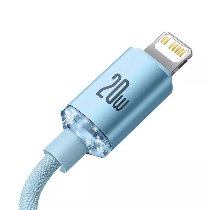 Baseus Crystal Shine USB-C - Lightning -kaapeli 20W, 1,2m, sininen