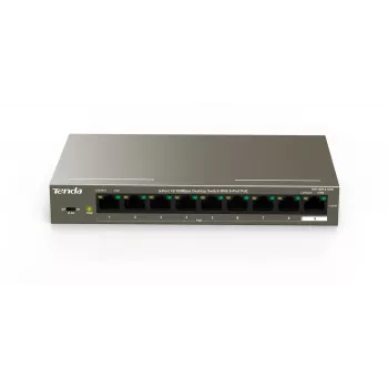 Tenda TEF1109P-8-102W 9-porttinen työpöytä-PoE-kytkin 8 PoE+-porttia, 102W budjetti, 10/100 Mbps