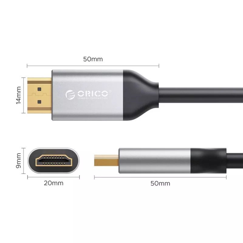 ORICO H4Y1 HDMI 2.0 -kaapeli 5 m musta 4K 60Hz 18Gbps kullatut liittimet