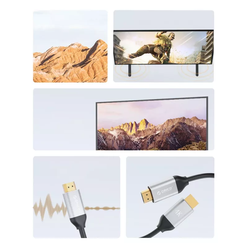 ORICO H4Y1 HDMI 2.0 -kaapeli 5 m musta 4K 60Hz 18Gbps kullatut liittimet