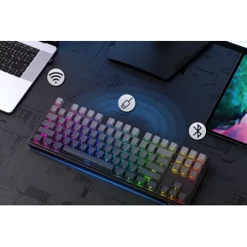 Redragon StarBlade K707SP-RGB-PRO mekaaninen pelinäppäimistö, punaiset kytkimet, Per-Key RGB, täysikokoinen, langallinen USB, irrotettava rannetuki, musta