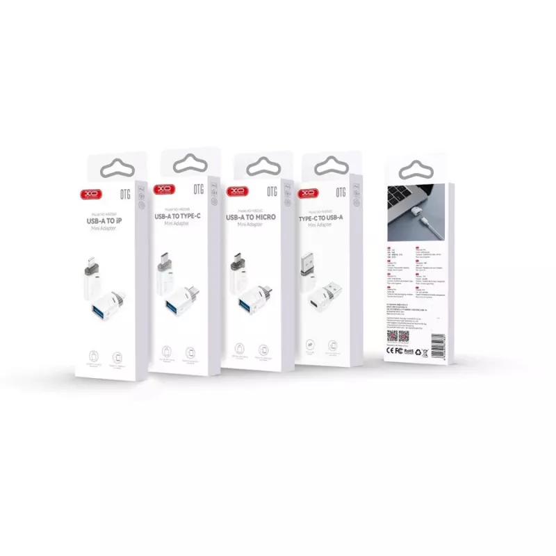 XO NB256B OTG-adapteri USB-A naaras – USB-C uros, valkoinen (NB256B)