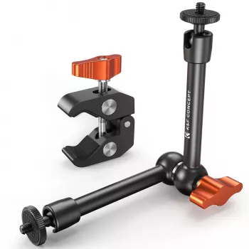KF Magic Arm + Super Clamp asennussarja 1/4 tuuman & 3/8 tuuman kierteellä, 15-55 mm leuka, musta