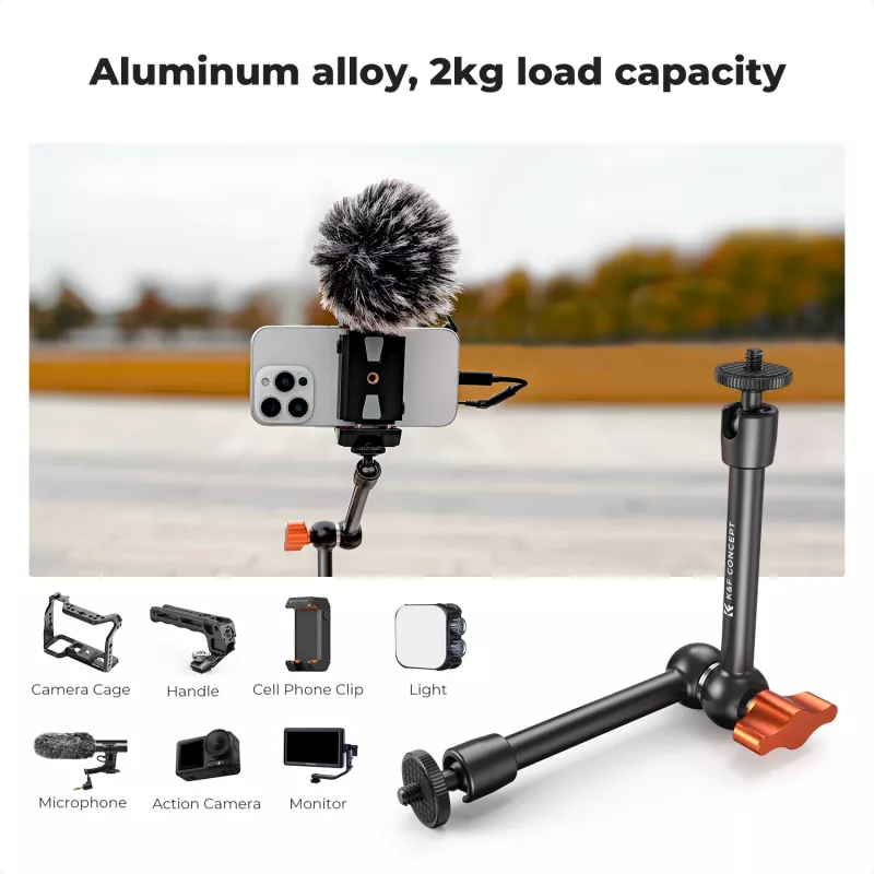 KF Magic Arm + Super Clamp asennussarja 1/4 tuuman & 3/8 tuuman kierteellä, 15-55 mm leuka, musta