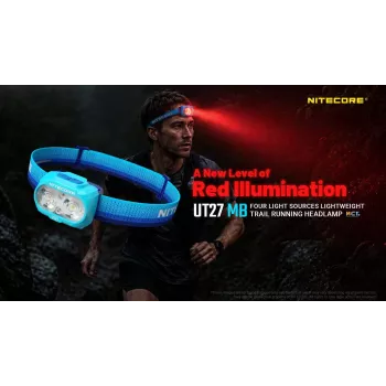 Nitecore UT27 MB 800 lumenin kaksoiskeilainen otsalamppu punaisella valolla