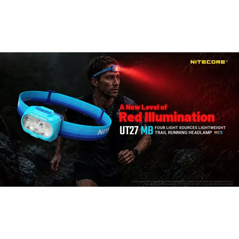 Nitecore UT27 MB 800 lumenin kaksoiskeilainen otsalamppu punaisella valolla