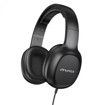 AWEI GM-6 over-ear-pelikuulokkeet mikrofonilla, johdollinen 3,5 mm liitäntä, 40 mm elementit, musta