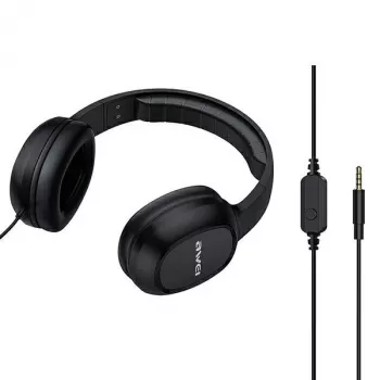 AWEI GM-6 over-ear-pelikuulokkeet mikrofonilla, johdollinen 3,5 mm liitäntä, 40 mm elementit, musta