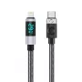 ORICO LDC2L USB-C - Lightning kaapeli LED-tehonäytöllä, PD 29W, 480 Mbps, 1,5 m, musta