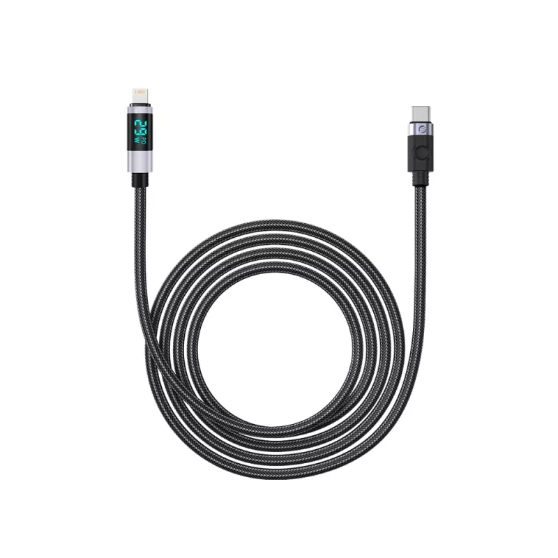 ORICO LDC2L USB-C - Lightning kaapeli LED-tehonäytöllä, PD 29W, 480 Mbps, 1,5 m, musta