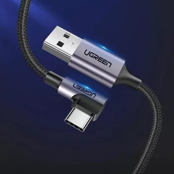 UGREEN US284 USB-A–USB-C kulmakaapeli, 3A, 3m, musta